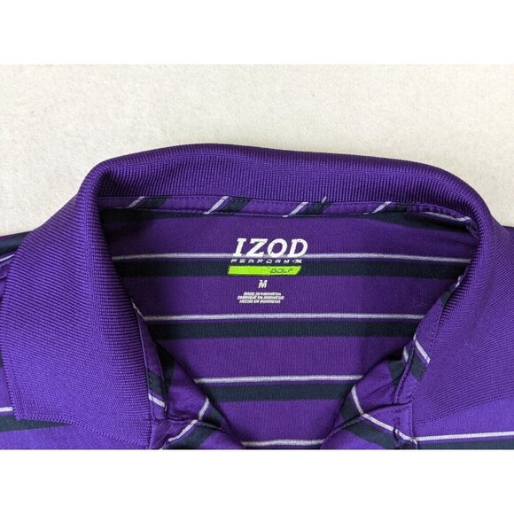 IZOD PERFORMANCE GOLF - MEN'S PURPLE STRIPED POLO SHIRT - SIZE M - Picture 5 of 7